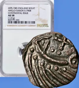 Old England Sceat Medieval Silver Coin 695-740 Anglo-Saxon Continental NGC AU58 - Picture 1 of 5