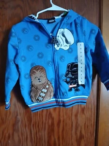 Boys STAR WARS Character Jacket Hoodie Zip-up Size 5 Chewbacca, Darth Vader new - Picture 1 of 7