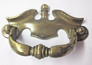 Nat'L National FO-3741 Drawer 1960s Pull Handle 3" Centers Aged Dark Brass Vtg - Bild 1 von 6