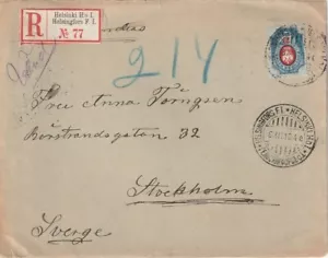 FINLANDIA: Cubierta regiada Helsinki a Suecia 1910. Arr.canc. - Imagen 1 de 2