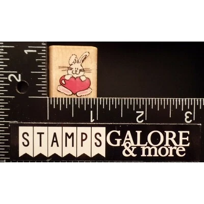 Estampillas de goma estampidas 118A MINI HEART BUNNY #T38 Foto 1 de 2