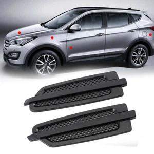 2Pcs Black Car Side Air Flow Vent Hole Fender Cover Intake Grille Sticker Decor - Picture 1 of 12