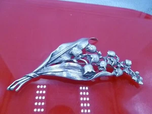 France Lilly Of The Valley Sterling Silver Large Brooch Pin Vintage 4" Wide - Picture 1 of 11