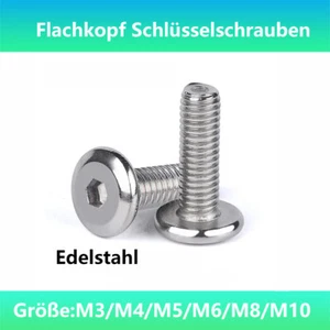 M3 M4 M5 M6 M8 M10 Flachkopf Schlüsselschrauben Edelstahl/Möbelschrauben Typ KF - Picture 1 of 3