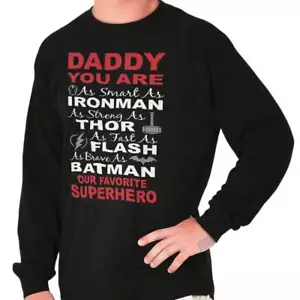 Superhero Fathers Day Daddy Comic Book Gift Long Sleeve Tshirt Tee for Men - Picture 1 of 10