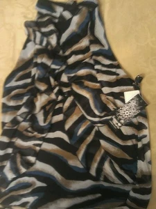 Sleeveless Ruffle Blouse  by Sequin Hearts 100% polyester NWT. Zebra sz L - Picture 1 of 5