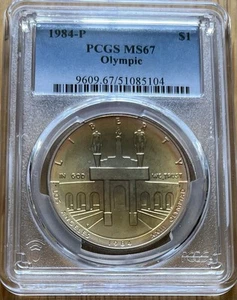 1984-P - PCI Toned - Olympic - U.S. Silver $1 - PCGS MS67 - Picture 1 of 2