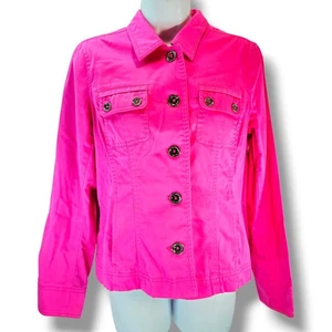 Jones New York Sport Button Down Lightweight Utility Jacket Hot Pink Size Small - Bild 1 von 12