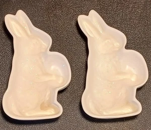 2 Rare Roesler Porcelain Bunny Rabbit Pudding Molds 6" White Wall Decor Germany - Picture 1 of 11