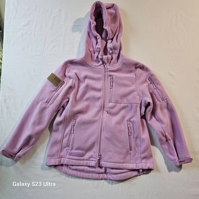 Chaqueta con Capucha Baerskin Táctica Lila Púrpura Polar EE. UU. L Cremallera Parche Bandera de EE. UU. Foto 1 de 4