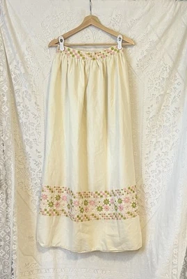 Vintage 70s Handmade Maxi Skirt Women’s XS White Embroidered Peasant Hippie - Image 1 of 4