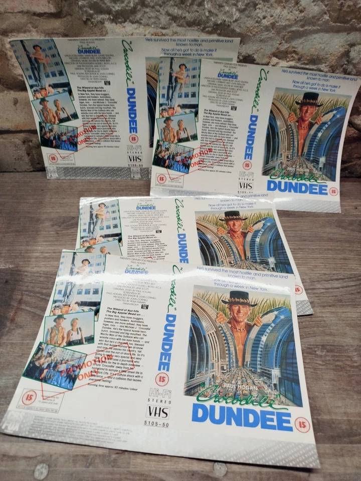 VHS Video rental sample sleeves x 4 - Crocodile Dundee - rental  - Image 1 of 1