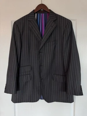 ETRO 54 Milano 44R 3-Button Gray Wool Pinstripe Suit 36x28 Italy - Image 1 of 4