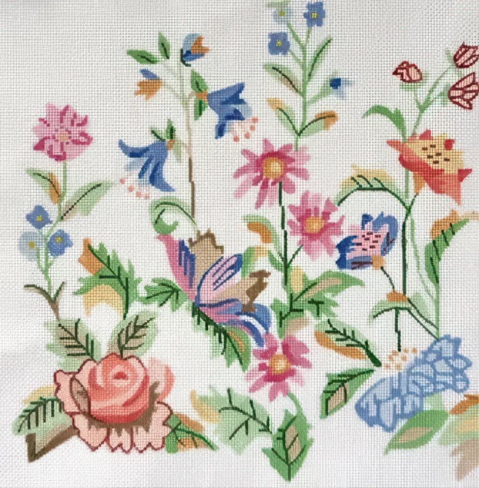 Needlepoint Handpainted Jean Smith My Summer Garden 14x14 - Image 1 of 4