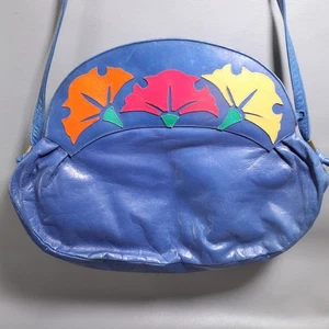 Vintage Paradox by Zaio Schultertasche Handtasche Periwinkle Blau Leder Floral - Bild 1 von 17