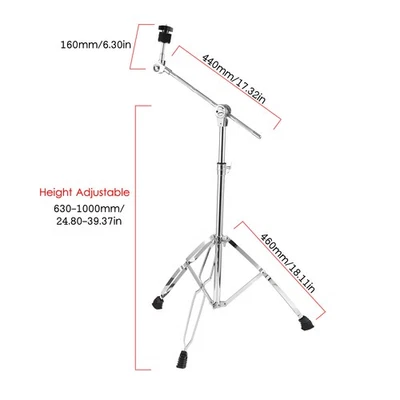 Cymbal Stand Straight Boom Cymbal Stand Double Braced Legs Height Angle Adjustab - Image 1 of 4