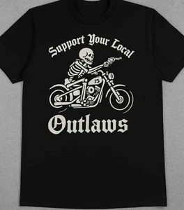 SYLO Apoya a tus forajidos locales Motociclista Motocicleta MC CAMISETA 15 calaveras - Imagen 1 de 1