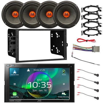 Rádio Wi-Fi/HDMI JVC tela sensível ao toque, 4x 6,5" 300W alto-falantes de carro, kit de instalação 95-up GM - Imagem 1 de 4