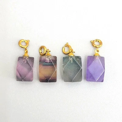 Dije colgante de cristal de fluorita natural tono dorado fianzas piedras preciosas fabricación de joyas Foto 1 de 4