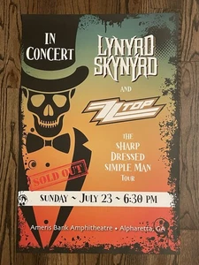 Lynyrd Skynyrd & ZZ Top Concert Poster Alpharetta Sharp Dressed Simple Man Tour - Picture 1 of 4