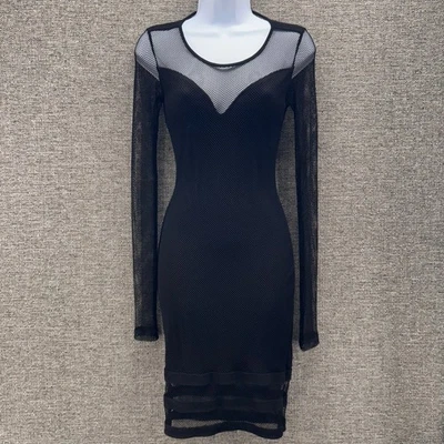 Vintage 90s Bodycon Guess Dress Small Goth Gothic Witchy Girl Emo Devilcore Mesh - Image 1 of 4