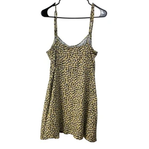 Asos Yellow Floral Skater  Dress Size 14 Mini - Picture 1 of 6
