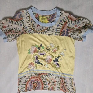 Johnny Was Womens Mistic Paneled & Printed Tunic Top Sz S Floral Embroidered - Picture 1 of 14