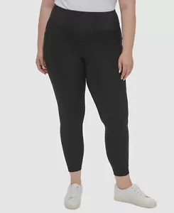 Calvin Klein Women's Black Solid Side Pocket Pull-On Leggings Pants Plus Size 1X - Picture 1 of 4