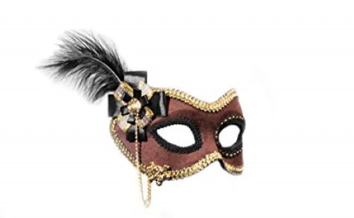 Mardi Gras Mask Brown & Gold Eye Mask Pirate/Steampunk Theme Masquerade Mask - Image 1 of 1