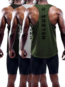 Men's 3 Pack Dry Fit Workout Gym Muscle Tank Tops5031BlackGreyOlive GreenMEU L - Picture 1 of 7