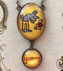 LITTLE RED RIDING HOOD Glass Dome NECKLACE Big Bad Wolf Whimsical Jewelry Funny