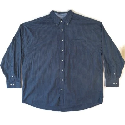 Saddlebred Button Down Big Tall Shirt Mens Size 3XLT Blue Striped LS Pocket - Image 1 of 4
