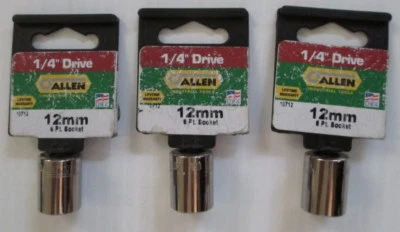 Allen brand 12mm hex socket lot of 3 10712 1/4 drive" - Image 1 of 2
