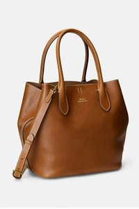 Polo Ralph Lauren Reversible Leather Med Equestrian Bellport Tote Bag Brown $698 - Picture 1 of 8