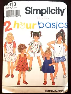 Simplicity Pattern 8313 ChildsT Shirt Dress Jumper Shorts Top Size 2 3 4 UNCUT - Picture 1 of 5