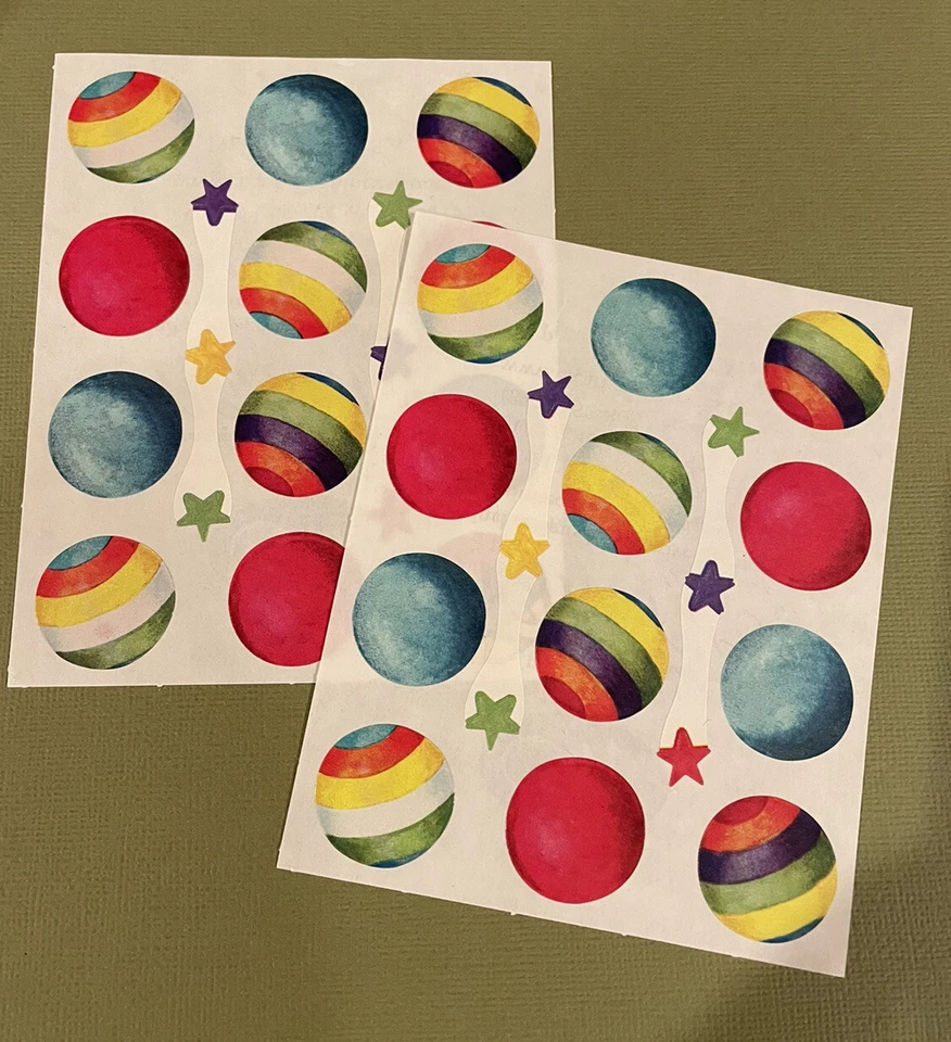 Лот из двух наклеек Creative Memories 5 x 4 дюйма для малышей, подпрыгивающих мячей, звезд - Изображение 1 из 1