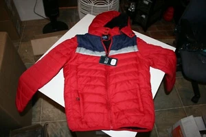 Boys Coat Sz 10 Navy & Red & Grey Removable Sleeves and Hood Brand New - Picture 1 of 6