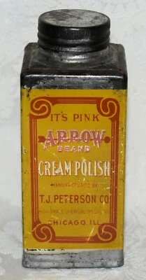151a. ESMALTE CREME MARCA FLECHA ROSA, T.J. PETERSON CO. LATA AUTOMOTIVA VINTAGE - Imagem 1 de 4