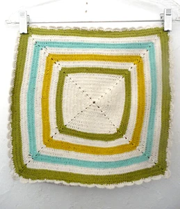 Garnet Hill 12 x 12” Pillow Cover crochet cream aqua/gold/green pure cotton NIP - Picture 1 of 10