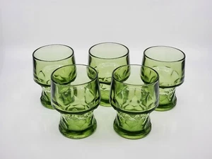 Set Of 5 Cambridge Glass Georgian Green avocado 9oz Flat Bottom Tumblers - Picture 1 of 12