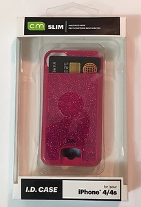 iPhone 4/4S CM Case Mate Slim ID Credit Card Holder Pink Sparkle Hard Shell NEW - Picture 1 of 5