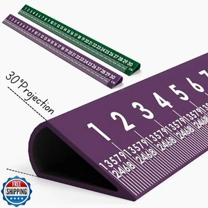 Paquete de 2 reglas de metal de precisión de 12 pulgadas 30°, aluminio grabado con láser de alta calidad - Imagen 1 de 5