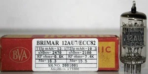 ECC82 12AU7 BRIMAR MADE IN ENGLAND AMPLITREX TESTED #2081001 - Picture 1 of 8