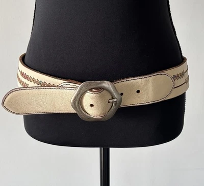 Cinturón de cuero de colección Lucky Brand para mujer L con hebilla de flor Y2K Boho Southwestern Navajo Foto 1 de 4