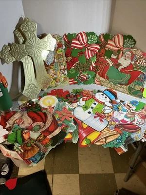 Lote Vintage Surtido 19 Decoraciones Troqueladas Navidad Recortadas - Foto 1 de 4