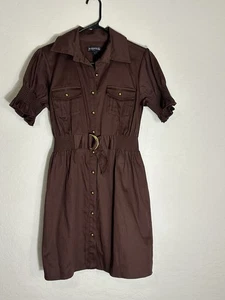 Abito Rampage Y2K anni 90 con cintura top grunge marrone anni 2000 futuristico glam LEGGI - Foto 1 di 8