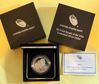 2013-W $1 Girl Scouts USA Boxed Commemorative Silver Dollar PROOF - Image 1 of 4