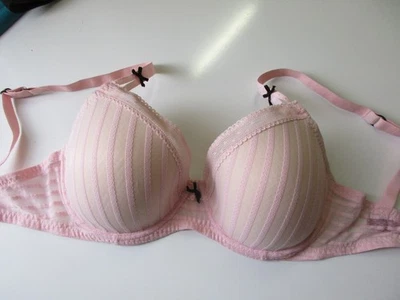 Betsey Johnson 723803 Stocking Stripe Lined Demi Bra Pink 32DD $48 B315.DD32 - Image 1 of 4