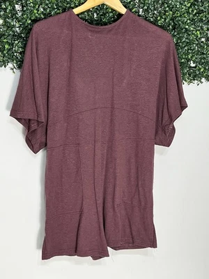 Mameluco Free People ANDI espalda abierta mezcla lino púrpura malva extra pequeño Foto 1 de 4