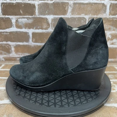 Crocs Leigh Botines de Cuña Botas 203418 Negro Gamuza Cremallera Lateral Mujer Talla 8 Foto 1 de 4